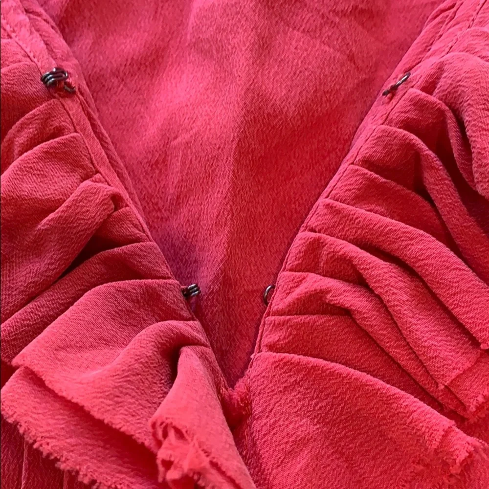 Joie salmon silk blouse ruffle large - Picture 3 of 6